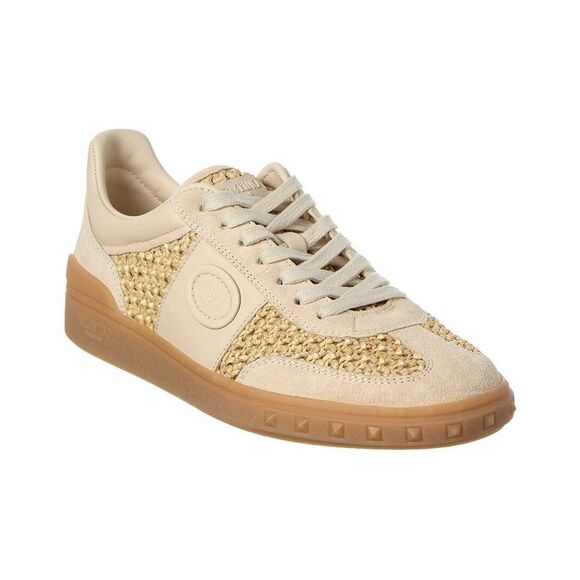 Valentino Upvillage Straw & Suede Sneaker Beige